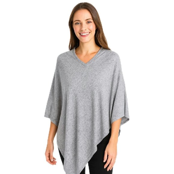 Luxury Merino Wool Poncho Wrap Shawl One Size Soft Drape